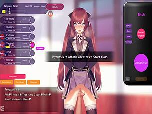 in this hentai game, trainer takes bitch outdoors for public pussy training in long session