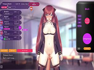 in this hentai game, trainer takes bitch outdoors for public pussy training in long session