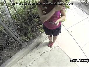 Teen in financial trouble uses a payphone and then gives a blow job