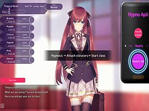 in this hentai game, trainer takes bitch outdoors for public pussy training in long session