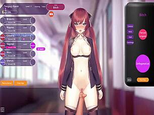 in this hentai game, trainer takes bitch outdoors for public pussy training in long session