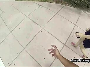 Teen in financial trouble uses a payphone and then gives a blow job