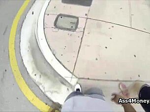 Teen in financial trouble uses a payphone and then gives a blow job