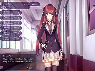 in this hentai game, trainer takes bitch outdoors for public pussy training in long session