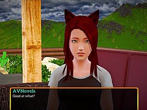 In my new family game, the teen shows her small tits.