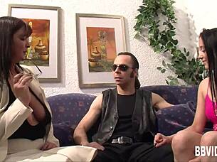 German couple explores threesome with sex therapist in hardcore session.