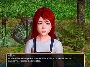 In my new family game, the teen shows her small tits.