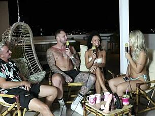 Blonde Swingers In Lingerie Fuck Bisexually