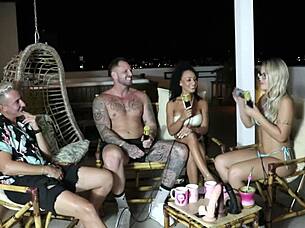 Blonde Swingers In Lingerie Fuck Bisexually