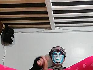 ladyboy rides a dildo for the first time in this gentle scene