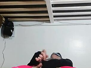 ladyboy rides a dildo for the first time in this gentle scene