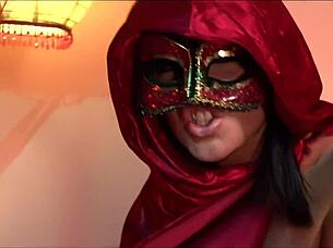 Naughty angel with small tits and piercing gets ass drilled while talking dirty in costume