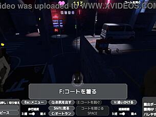 Secret outdoor masturbation under coat in hentai game. 😏