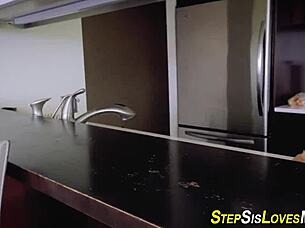 Pretty teen 18+ masturbates and gives blowjob, mouth filled with jizz.