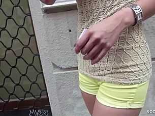 german scout approaches 18 year old teen on street and fucks for money without condom