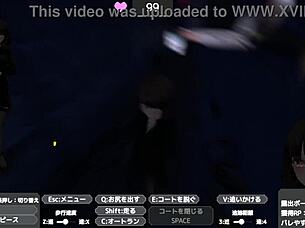 Secret outdoor masturbation under coat in hentai game. 😏