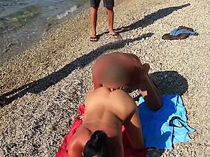 Cum party on the beach.