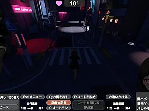 Secret outdoor masturbation under coat in hentai game. 😏