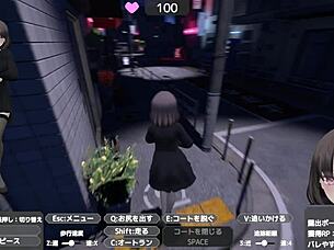 Secret outdoor masturbation under coat in hentai game. 😏