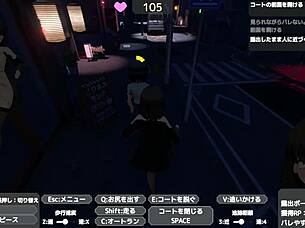 Secret outdoor masturbation under coat in hentai game. 😏