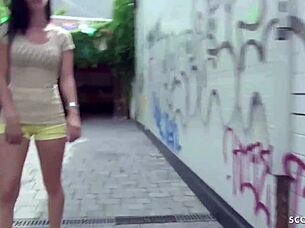 german scout approaches 18 year old teen on street and fucks for money without condom