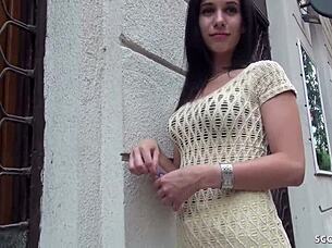 german scout approaches 18 year old teen on street and fucks for money without condom