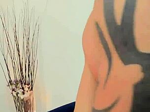 Gay fellows in a porn scene.