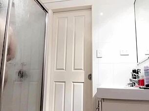 Pretty wife with small bosom and hairy pussy in hot scene