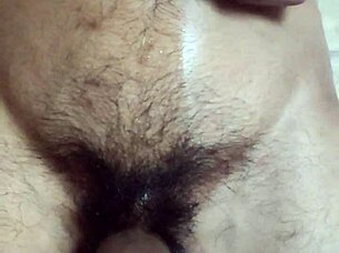 Gay guy plays with his belly button and cums solo 😏