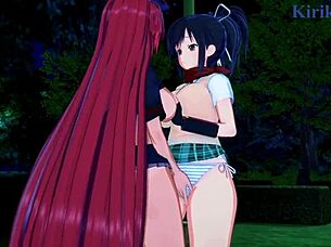 asuka and homura in intense lesbian play from senran kagura hentai.
