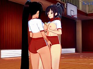 asuka and homura in intense lesbian play from senran kagura hentai.