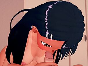 Nagatoro in old uniform teases with big uncensored dick.