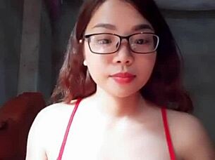 her big tits bounce while masturbating