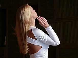 darina nikitina, real blonde teen, hot solo with toys, oiled pussy, big tits, orgasm, skinny body