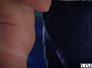 A cute blonde model named Lindsey Knight performs a sensual striptease session.