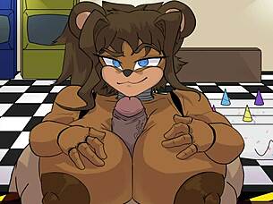 Soft pillowy mass around my member in this fnaf porn game boobjob compiliation