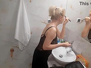 Jenny The Blonde Excitedly Getting Ready For Disco Night!