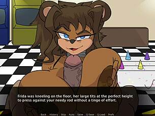 Soft pillowy mass around my member in this fnaf porn game boobjob compiliation