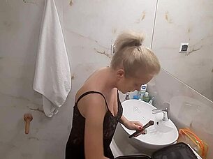 Jenny The Blonde Excitedly Getting Ready For Disco Night!