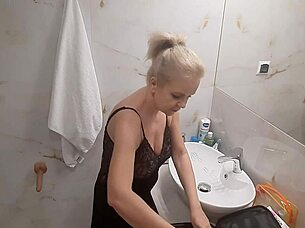 Jenny The Blonde Excitedly Getting Ready For Disco Night!