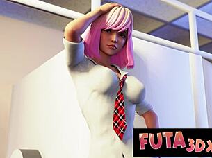 Big dicked redhead futa face fucks hot babe