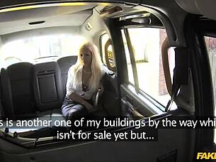 Busty blonde estate agent chick gets fucked in a cab hidden cam blowjob heels