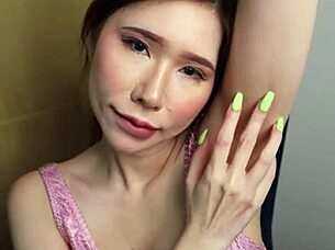 April Maxima teases and licks her own armpits with kinky tongue spitting