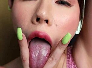 April Maxima teases and licks her own armpits with kinky tongue spitting