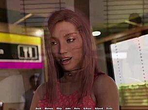 in the dorm, my horny redhead roommate with huge tits plays 3d games