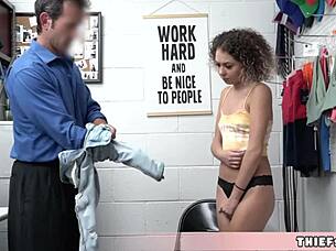 Cute smiling teen gets rough blowjob from burglar in shop reality