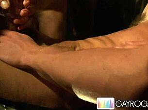 In this gay orgy, the brunette amateur sucks hard cock and gets facial on ass.