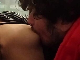 i suck her small tits at the outdoor atm in public