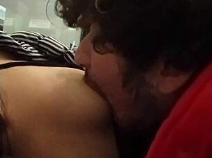 i suck her small tits at the outdoor atm in public