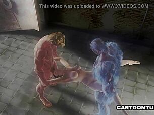 busty 3d babe double teamed